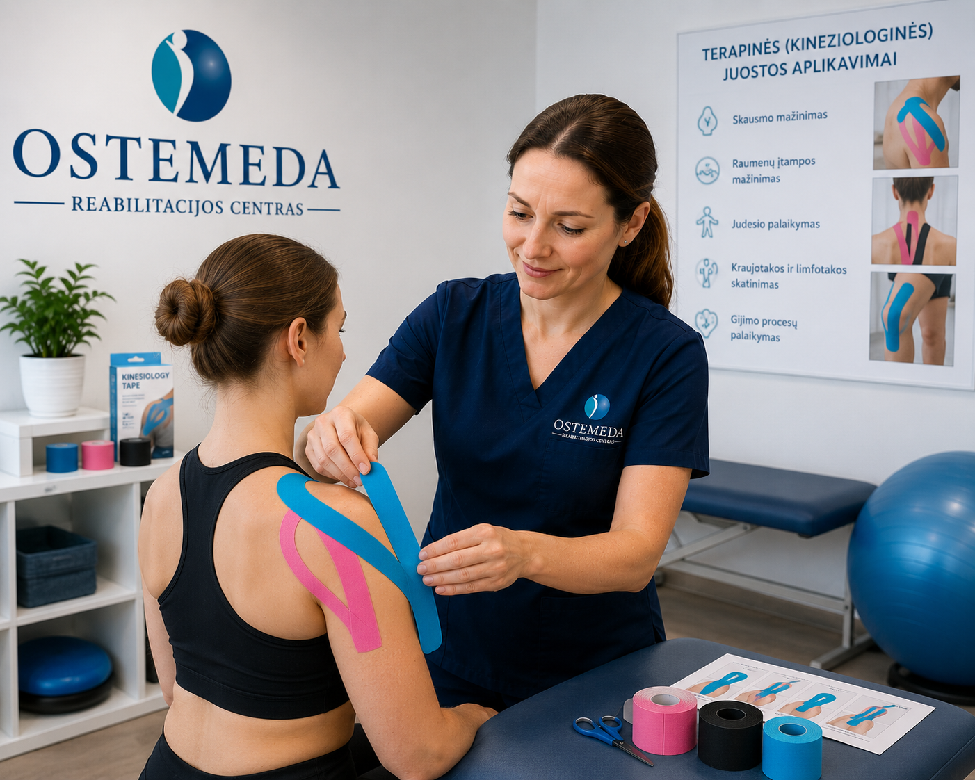 Terapinės (kineziologinės) juostos aplikavimas - ostemeda.lt